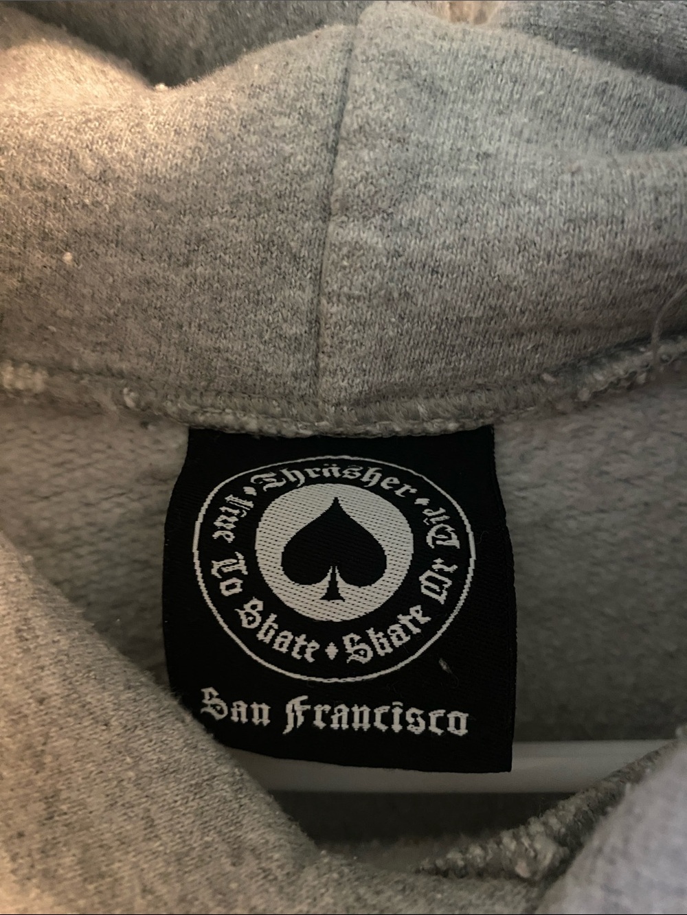 Thrasher Gray Logo Hoodie - Light Gray with Black Print - Picture 4 of 5